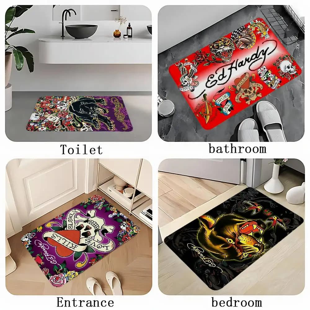 E-Ed H-Hardy Tattoo Tiger Floor Mat Tappeto da soggiorno per camera da letto Tappeto da esterno