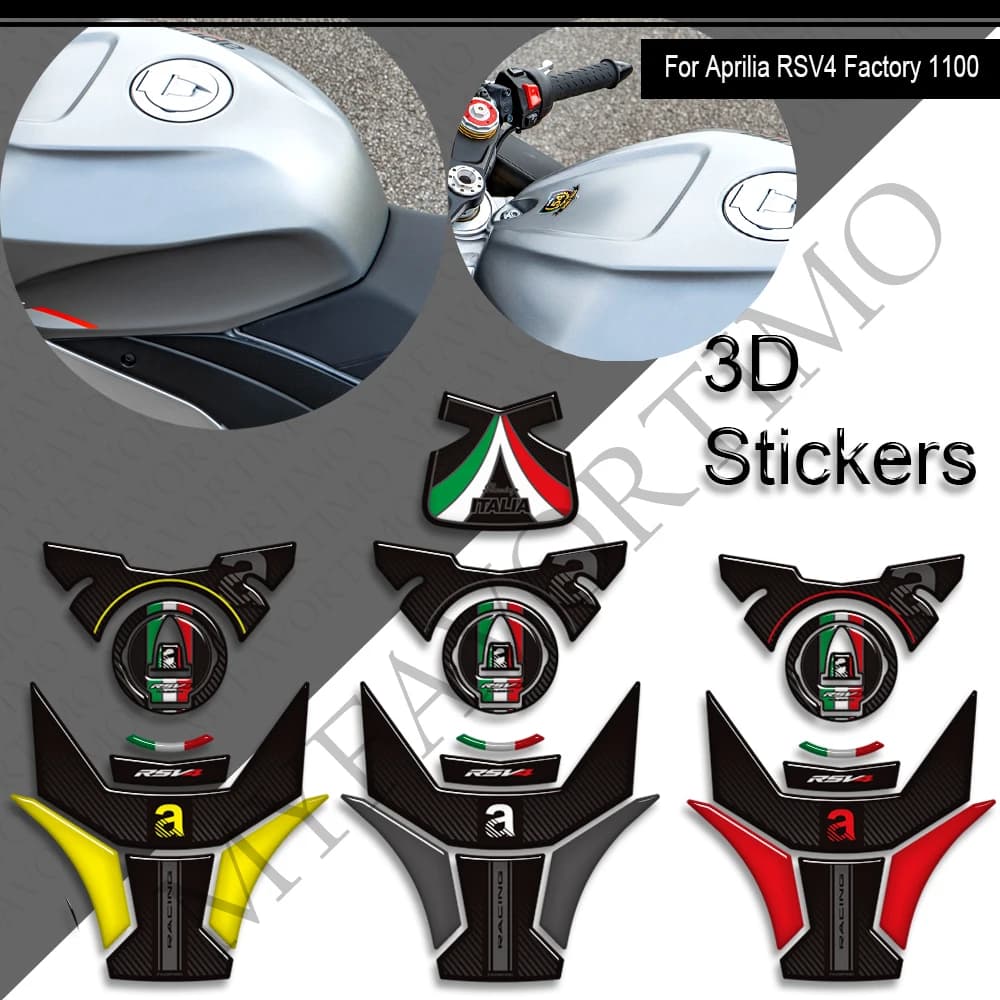 Motorcycle For Aprilia RSV4 Factory 1100 Tank Pad Cap Tank Pad Grips Gas Fuel Kit Knee Fairing Fender Protector Stickers Decals