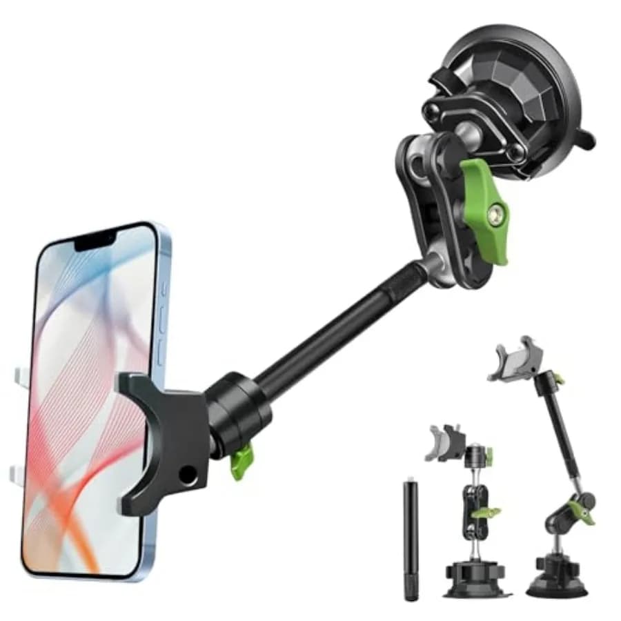 Supporto per telefono da auto con ventosa, 12 pollici, in metallo resistente, per parabrezza, rotazione a 360° ° Braccio Magico Rotante a Vuoto per iPhone A