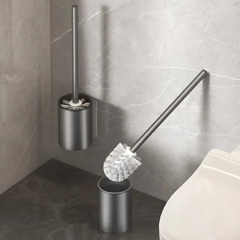 2026 Bathroom Toilet Brush Holder Cleaning Tools Space Aluminum Wall Mounted No Drill Vertical Toilet Brush Bathroom Accessories
