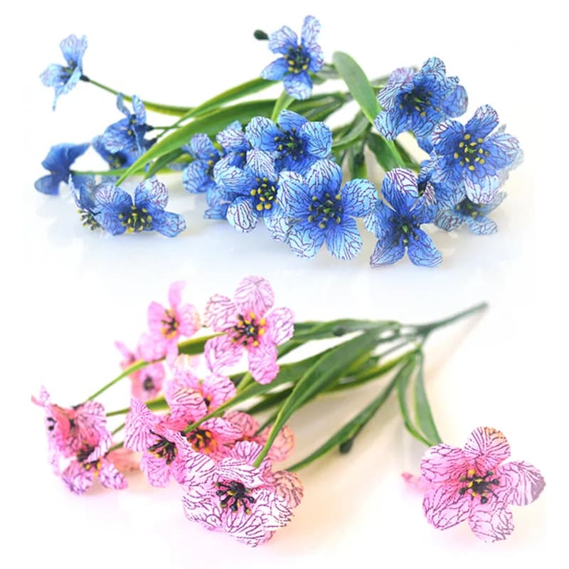10pcs/lot Artificial Flower 5 Head Water Plant Violet 7 Fork Silk Plum Outdoor Artificial Flower Decoration