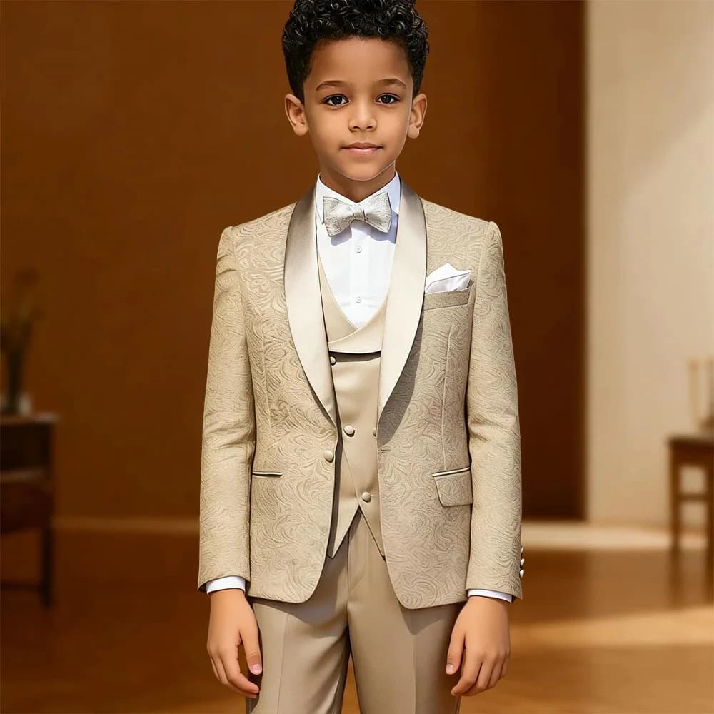 Boy's Formal 3-piece Suit Set Including Blazer Vest Pants Smart Kids Tuxedo Suits Dress Wedding Bearer