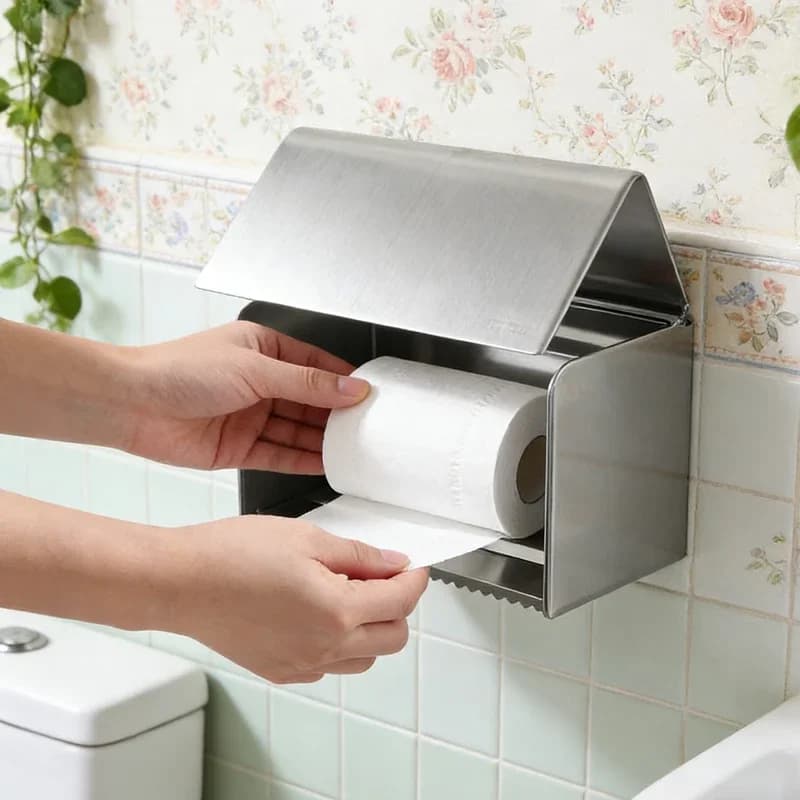 Accessori per il bagno Porta fazzoletti da parete senza perforazione per bagno, porta fazzoletti quadrato in acciaio inossidabile