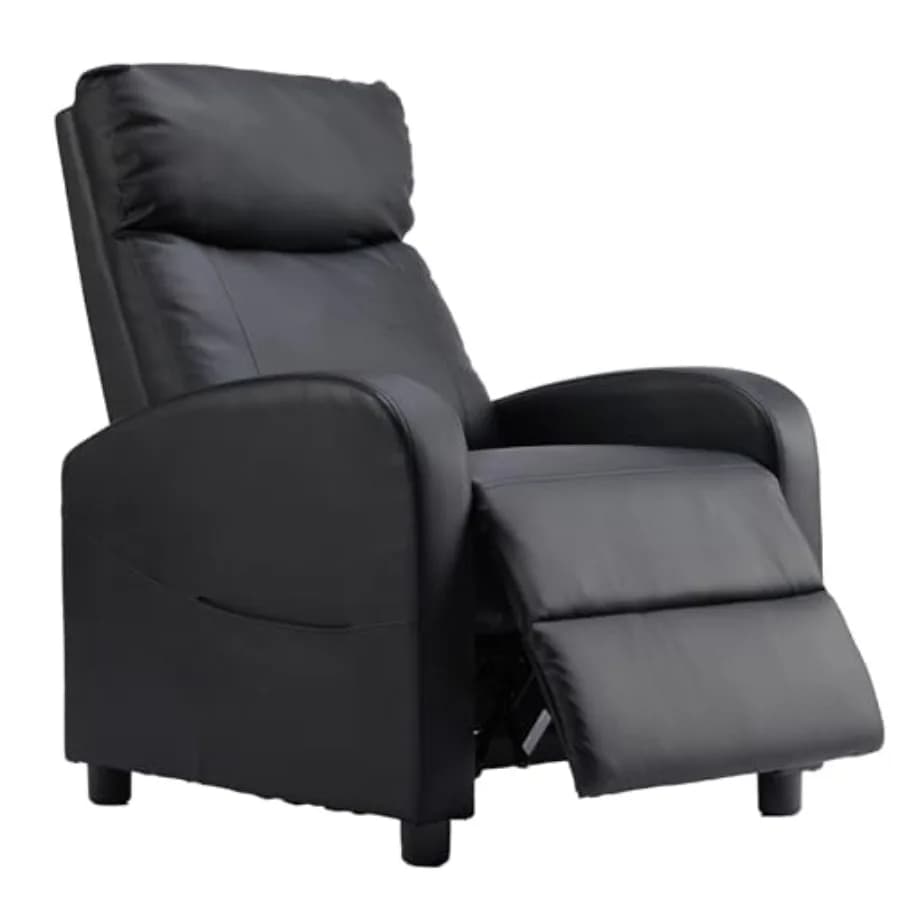 Poltrona Reclinabile in Pelle PU, Divano Reclinabile Senza Massaggio, Seduta Home Theater con Supporto Lombare Regolabile, Schienale Reclinabile Imbottito