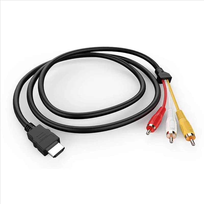 HDMI cable compatible with RCA, 1080P 5Ft/HDMI compatible with 3 RCA Video Audio AV cable adapter connector for HDTV