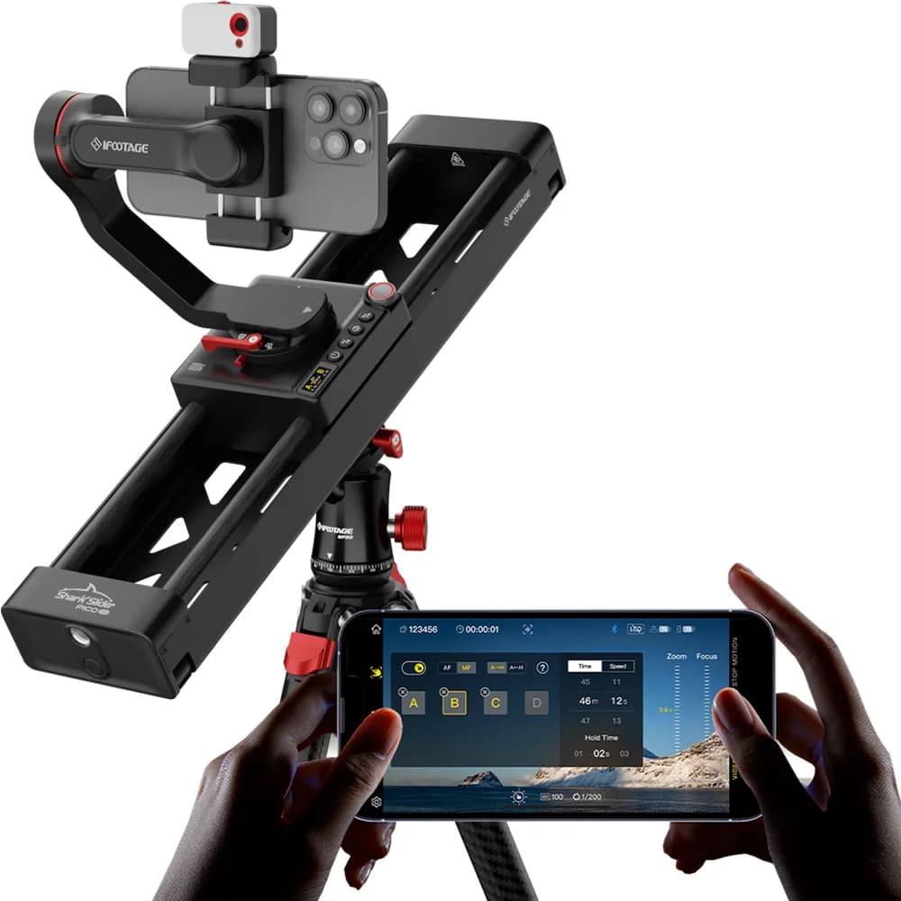 IFOOTAGE Pico Pro Motorized Slider 15.75'' Dual-Axis 360° Rotation for DJI Pocket 3/4/4P Action Cameras Smartphone