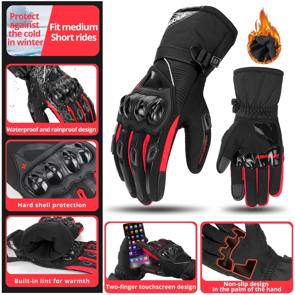 Nuovi guanti da moto caldi invernali da uomo Guanti touch screen protettivi da equitazione impermeabili resistenti all'usura antigoccia