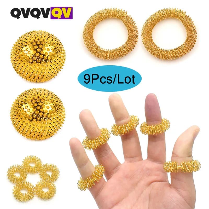 9 Pz/lotto Mano Piede Terapia Magnetica Spiky MassageBall Limitatore di Pressione Trigger Point Palm Agopuntura Massaggio Tasca Palla di Massaggio