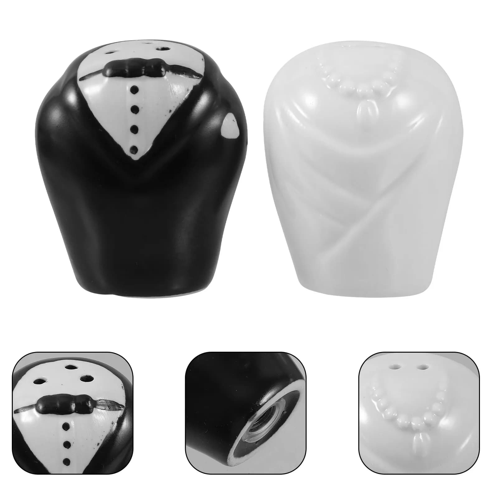 Ceramic Bride and Groom Salt and Pepper Shaker Set Wedding Spice Jars Kitchen Table Decor Gift