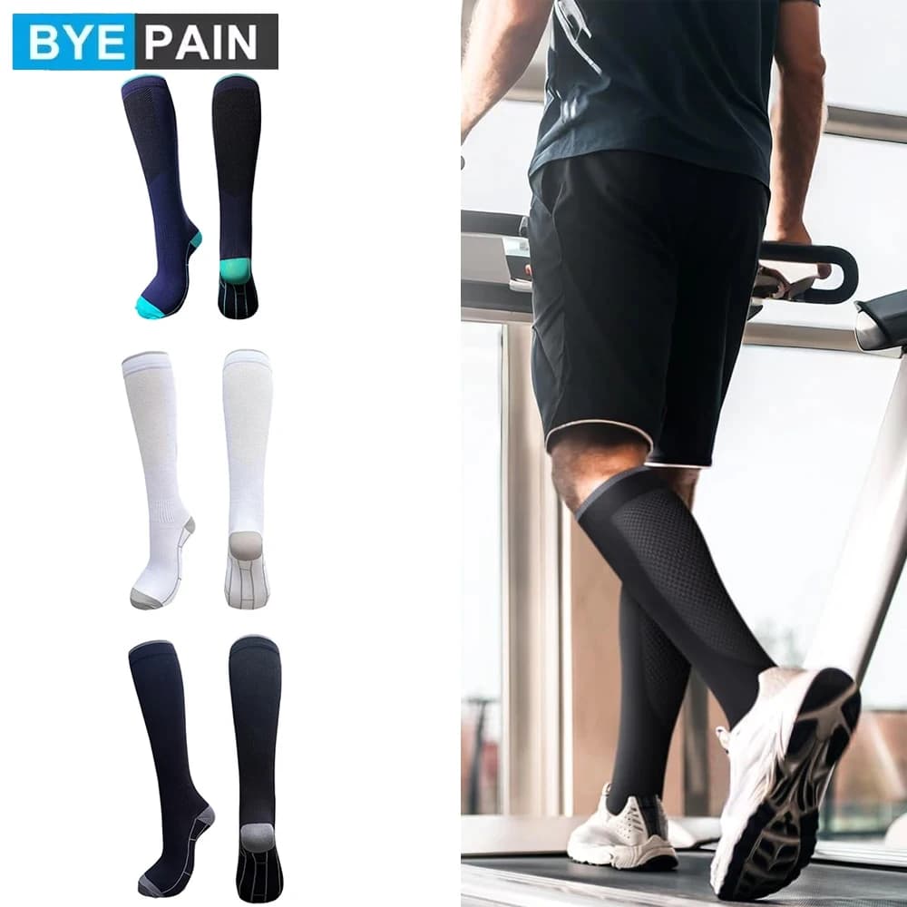 1 paio di calze a compressione per uomo e donna, 20-30 mmHg, alte fino al ginocchio, per infermieri, donne in gravidanza, corsa e viaggi, sportive
