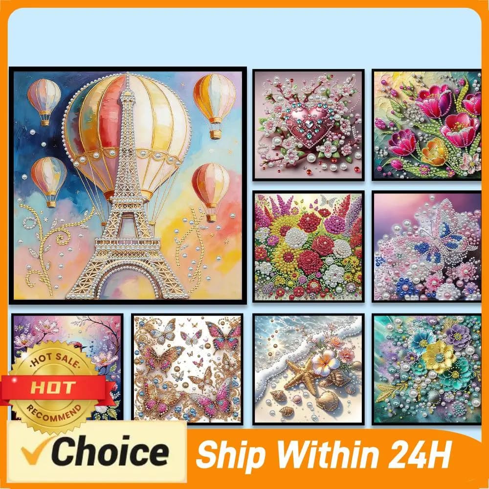 Kit Pittura con Perle Fai-da-Te con Cornice, Dipinti con Perle e Gemme, Arte e Artigianato 30x40cm per Decorazione Murale Domestica