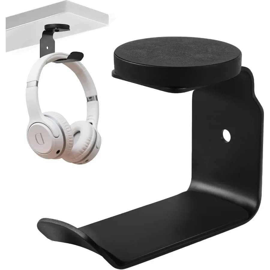Supporto magnetico per cuffie Ganci per cuffie di grandi dimensioni Gancio per cuffie in alluminio per tavolo da scrivania Supporto per cuffie con cuscinetto in gomma Compa