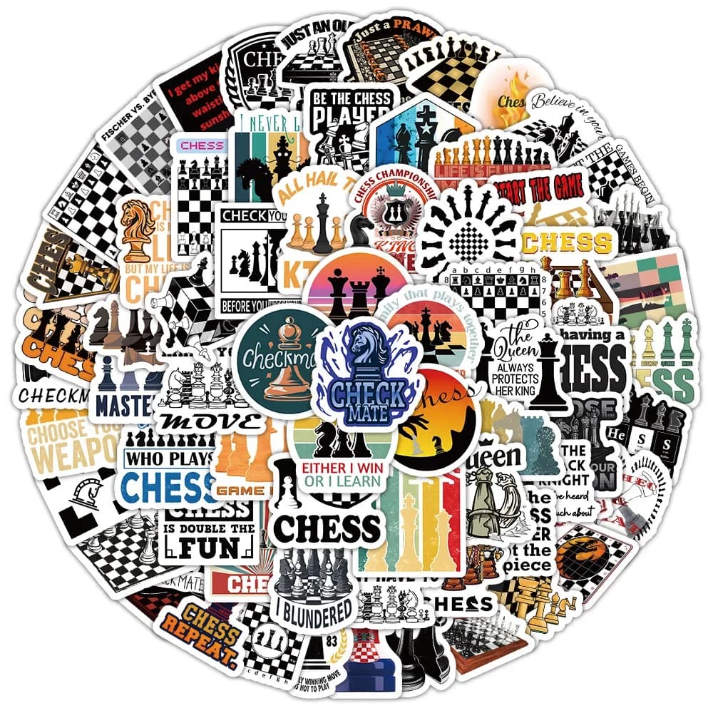 50 pezzi nuovi dama gioco di scacchi decorazione graffiti fai da te creativo tazza d'acqua bagagli computer chitarra adesivo impermeabile