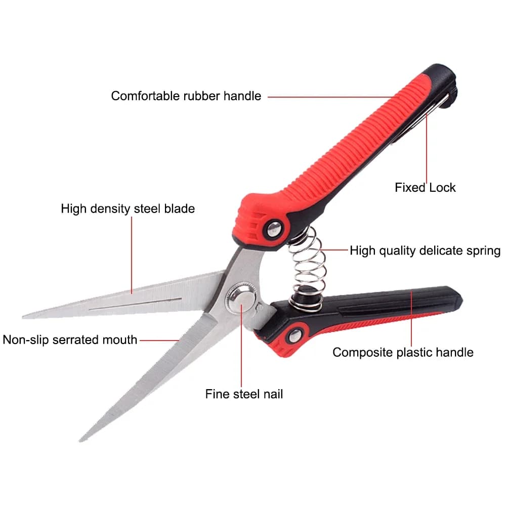 Professional Pruning Shears | Stainless Steel Branch Scissors with Non-Slip Grip | Sharp Garden Tool