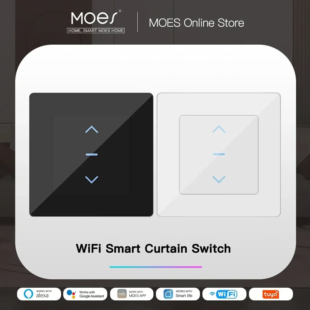 MOES Touch Design WiFi Smart Curtain Switch per tende motorizzate e tende a rullo funzionano con l'app Tuya Smart Life Alexa Google