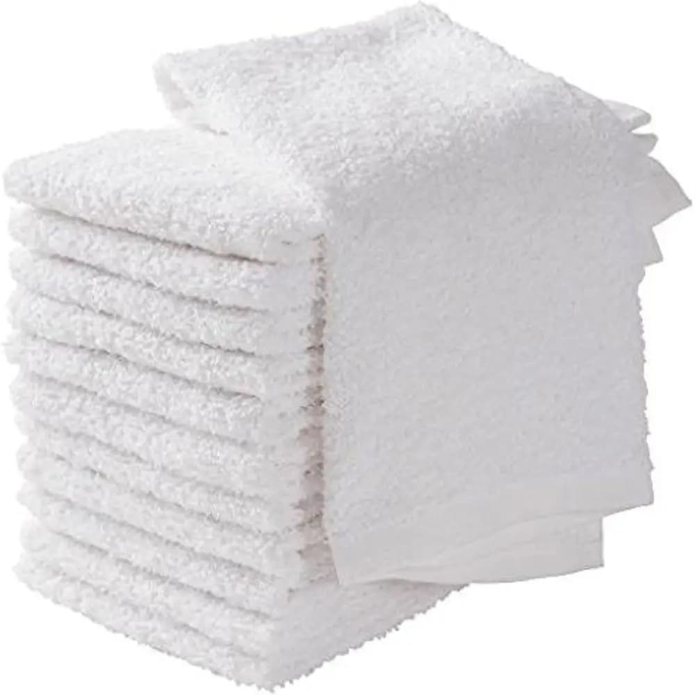 Asciugamani da cucina bianchi - Confezione da 12 asciugamani per scopa da bar, 16x19 pollici Asciugamani bianchi 100% cotone per la pulizia della cucina e del bar - Multi-viola