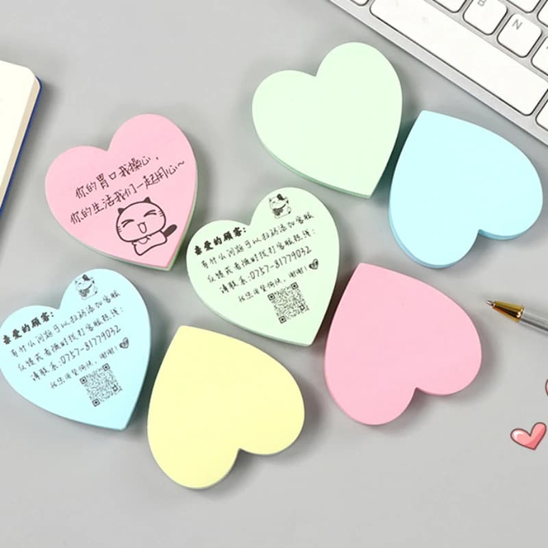100 fogli cuore Sticky Notes blocco Note autoadesivo blocco Note Notebook Planner Sticker per accessori di cancelleria per ufficio scuola