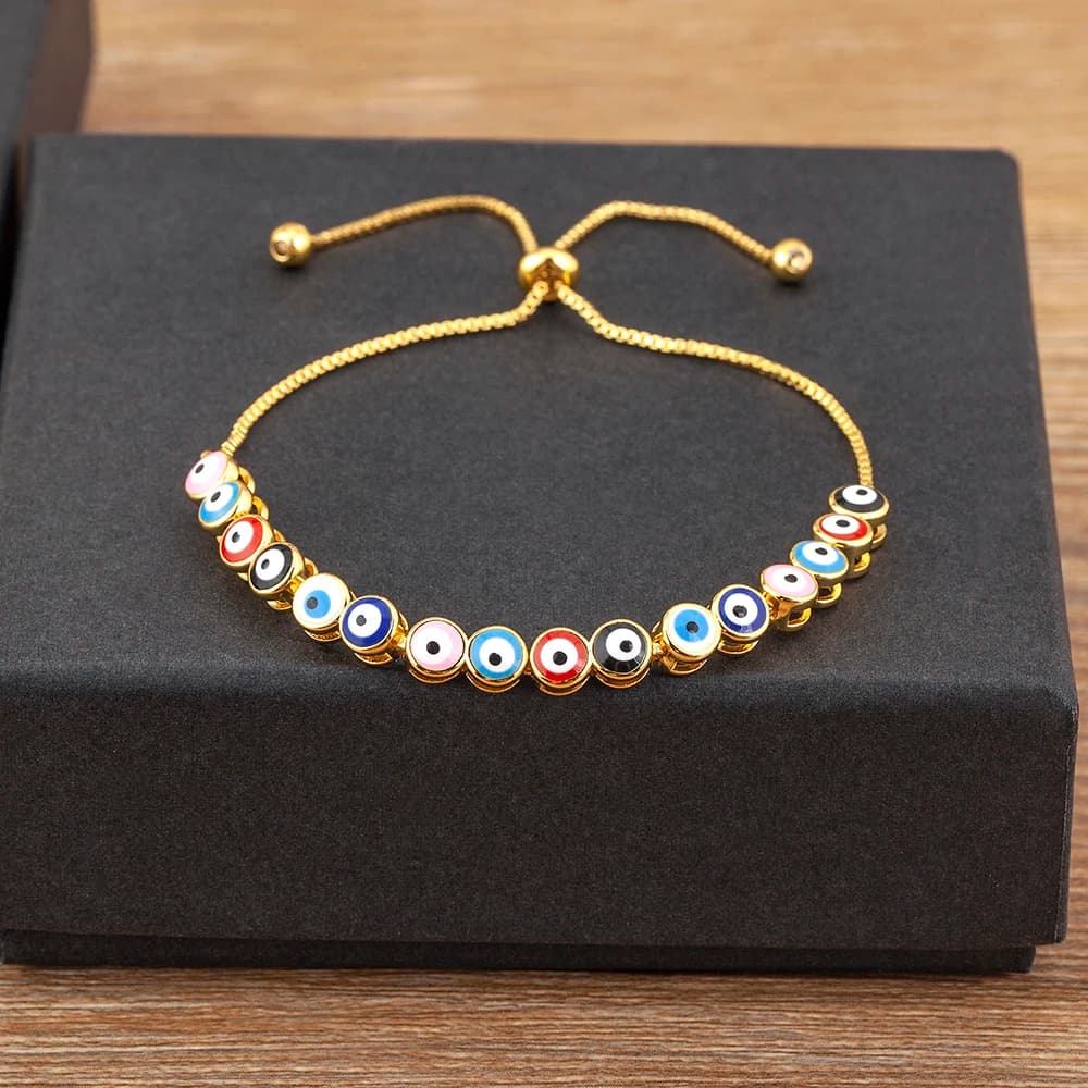 Nidin Luxury Men 4 colori Evil Eye Beads bracciali a catena braccialetti regolabili Party Wedding gioielli eleganti regalo per donna maschio