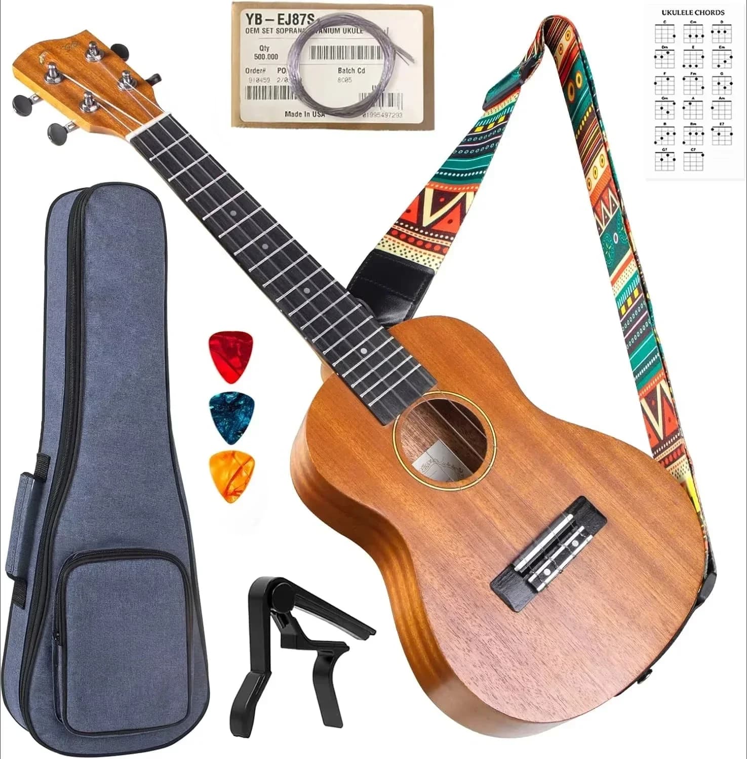 ForFor Ukulele, concerto 23 pollici chitarra professionale per strumenti musicali per kit per principianti con tracolla per borsa per gomme Corde OEM Guitare hawaiana