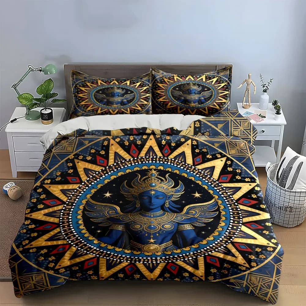 Set di biancheria da letto con copripiumino morbido e confortevole, set di decorazioni artistiche Mandala, include 1 copripiumino e 2 federe, regalo