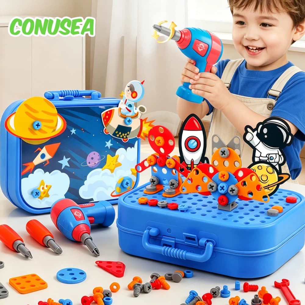 Kit Completo di Attrezzi per Bambini a Tema Dinosauri: Trapano Elettrico, Viti e Dadi - Giocattoli Educativi per il Gioco di Ruolo e l'Immersione nel Mondo dei Dinosauri