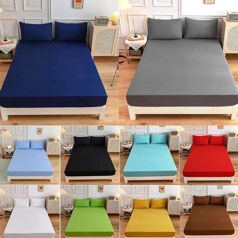 Lenzuolo con angoli in poliestere morbido tinta unita Coprimaterasso elastico Set letto singolo matrimoniale 120/150/160/180/200/220 cm/Lenzuolo con angoli