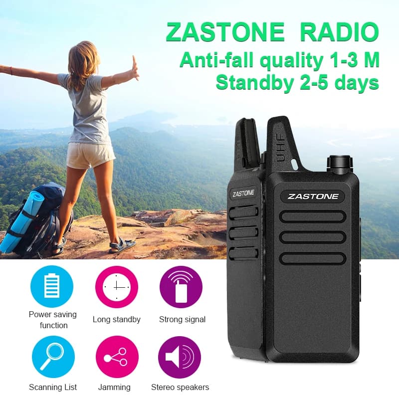 ZASTONE X6 Mini Walkie Tlkaie UHF Radio bidirezionale FM Walkie-talkie sottile e leggero Radio per bambini 400MHZ 2W 2W