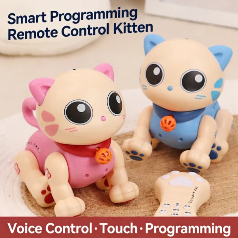 Giocattolo Educativo F01 - Gattino Intelligente K31 - Giocattolo Interattivo Elettrico Programmabile con Telecomando per Bambini e Ragazzi