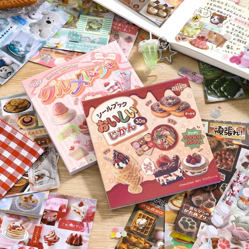 30 sheets - Japanese food sticker book ins, cute desserts for girls, small nose gags, hand account material decoration