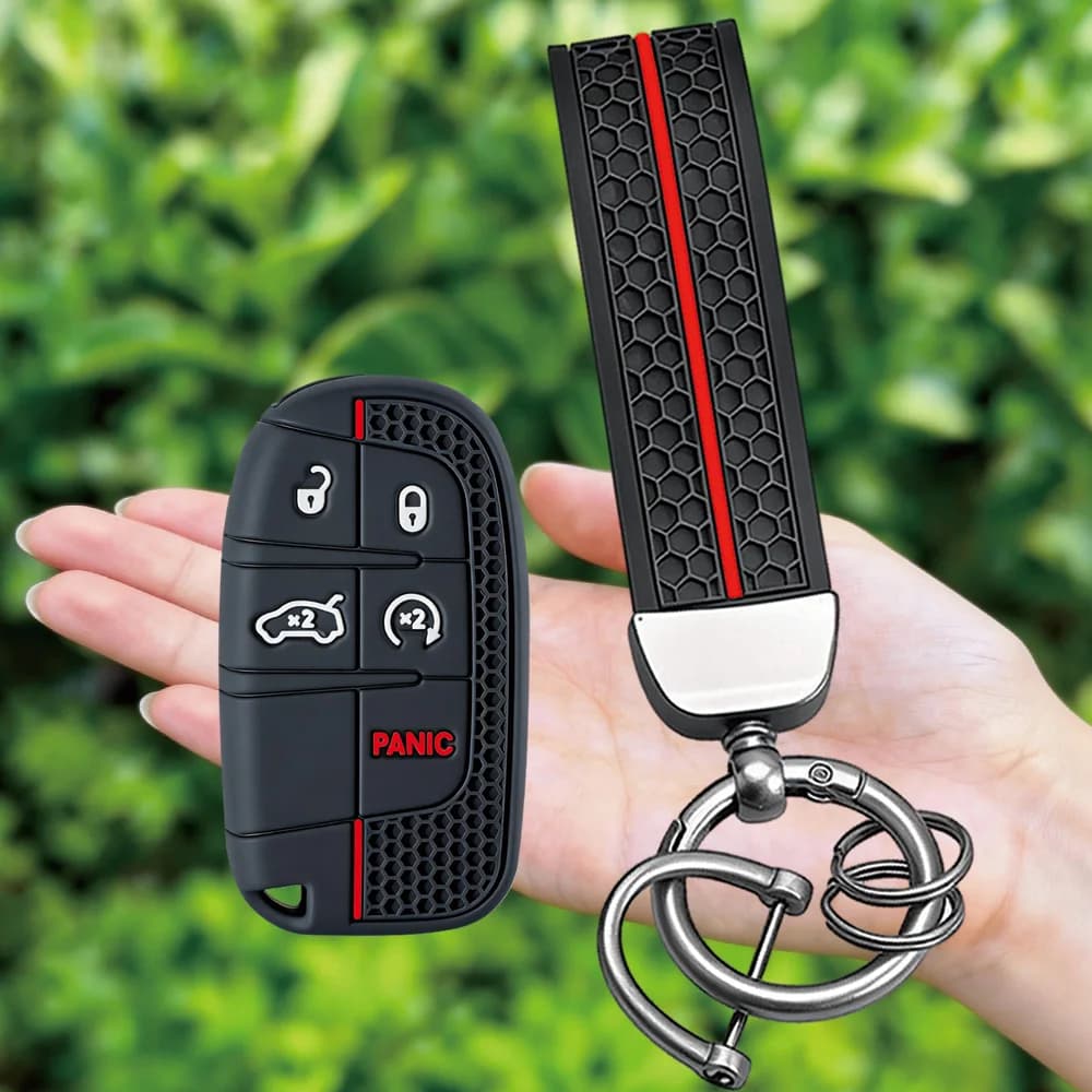 Silicone Car Key Cover Case Protect For Jeep Grand Cherokee Compass Dodge Charger Chrysler 200 300 300C Key Chain Auto Parts