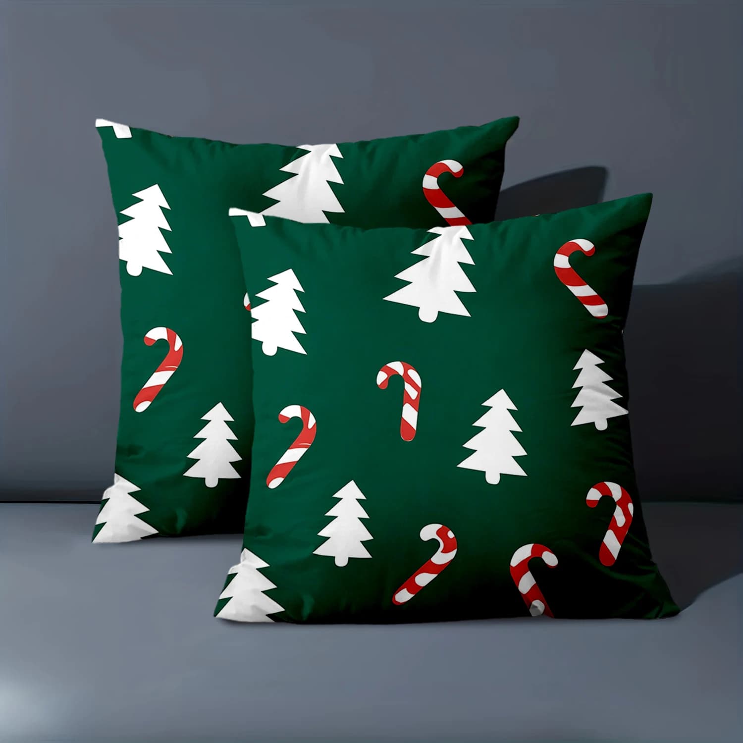 1 Pieces Christmas Green Pillows With Tree Candy Cane Polyester pillowcase, sofa decorative cushion cov Headboard Pillow