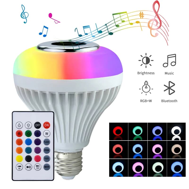 Lampadina musicale a LED con altoparlante Bluetooth integrato Lampadina intelligente wireless con telecomando Altoparlante che cambia colore RGB