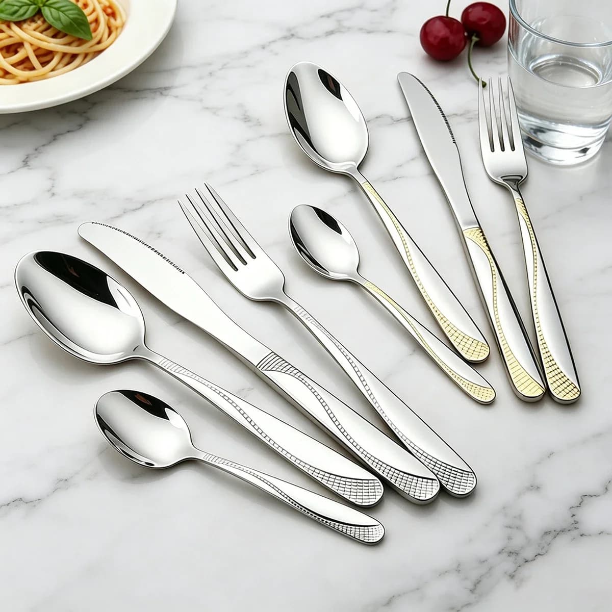 New 4pcs Western Knife Fork Coffee Spoon Cutlery Set High-quality Mirror Dinnerware Set Stainless Steel Kitchen Dining Flatware