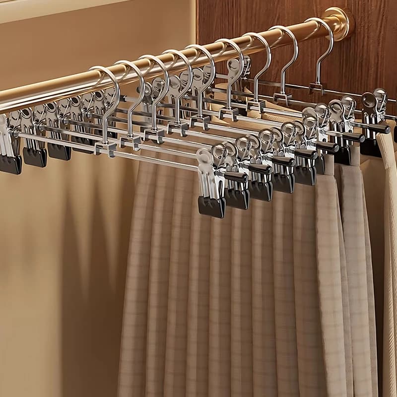 5-30PCS Metal Pant Hangers Multi-purpose Adjustable Non-Slip Trousers Clip Clothes Organizer Household Closets Storage Props ZYF