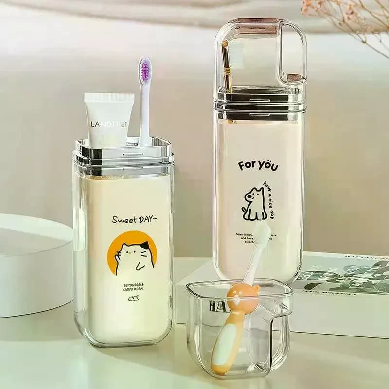 1Pcs Portable Toothbrush Toothpaste Storage Box Mouthwash Cup 3-in-one Travel Toothbrush Holder Bathroom Couple Toothbrush Cup