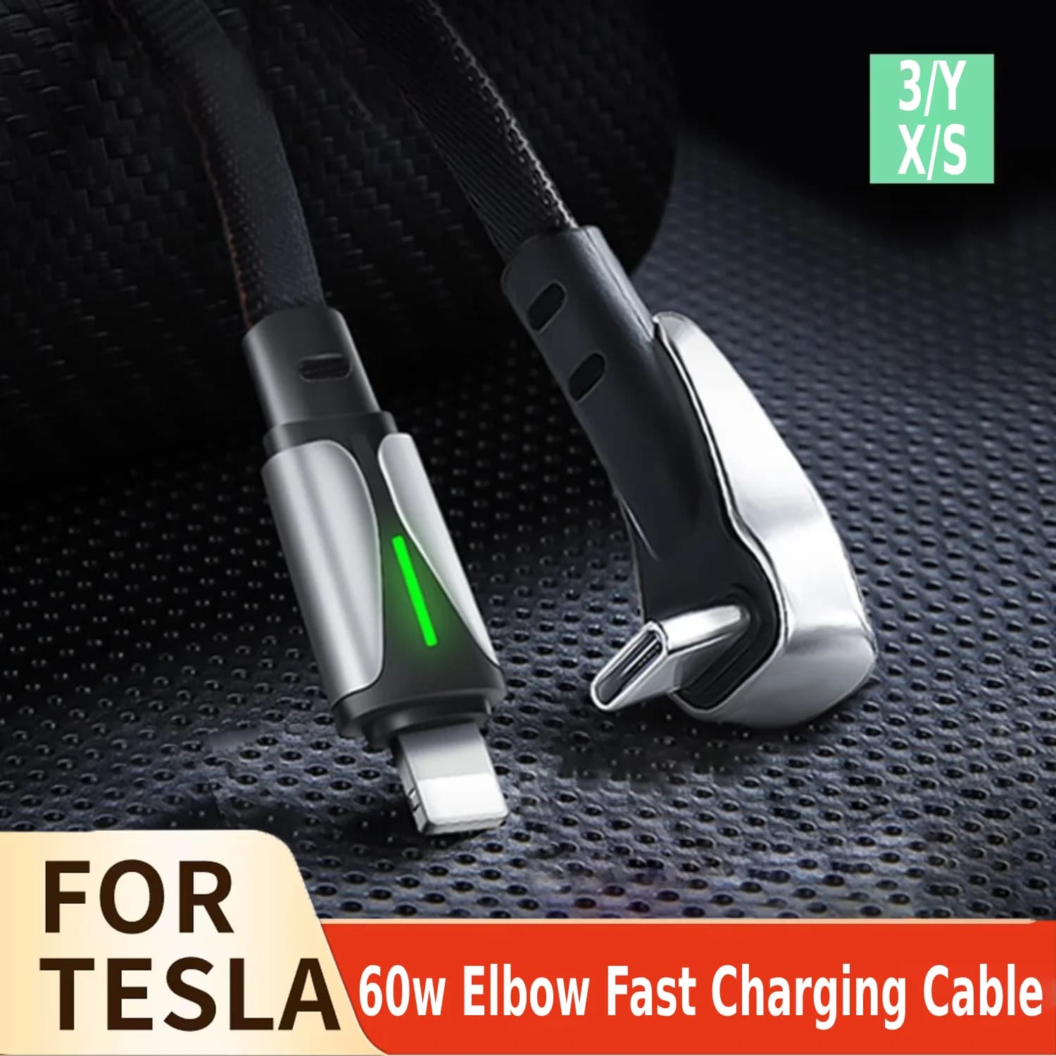 For Tesla Fast Charging Cable Phone Charging Cable For Car PD 60W Type C USB Charger C 90 Degrees For Tesla Model 3/Y Phone Charging