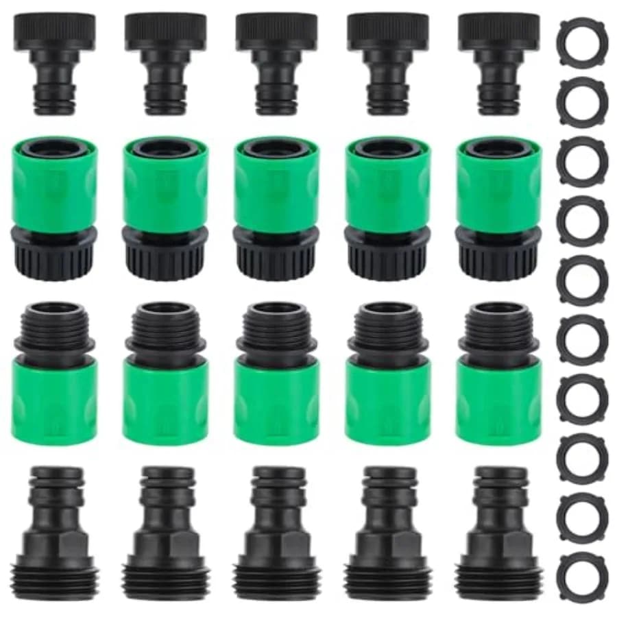 20 Pezzi di raccordi rapidi in plastica per tubi dell'acqua, adattatori rapidi per tubi da giardino, raccordi in plastica per tubi da 3/4 di pollice