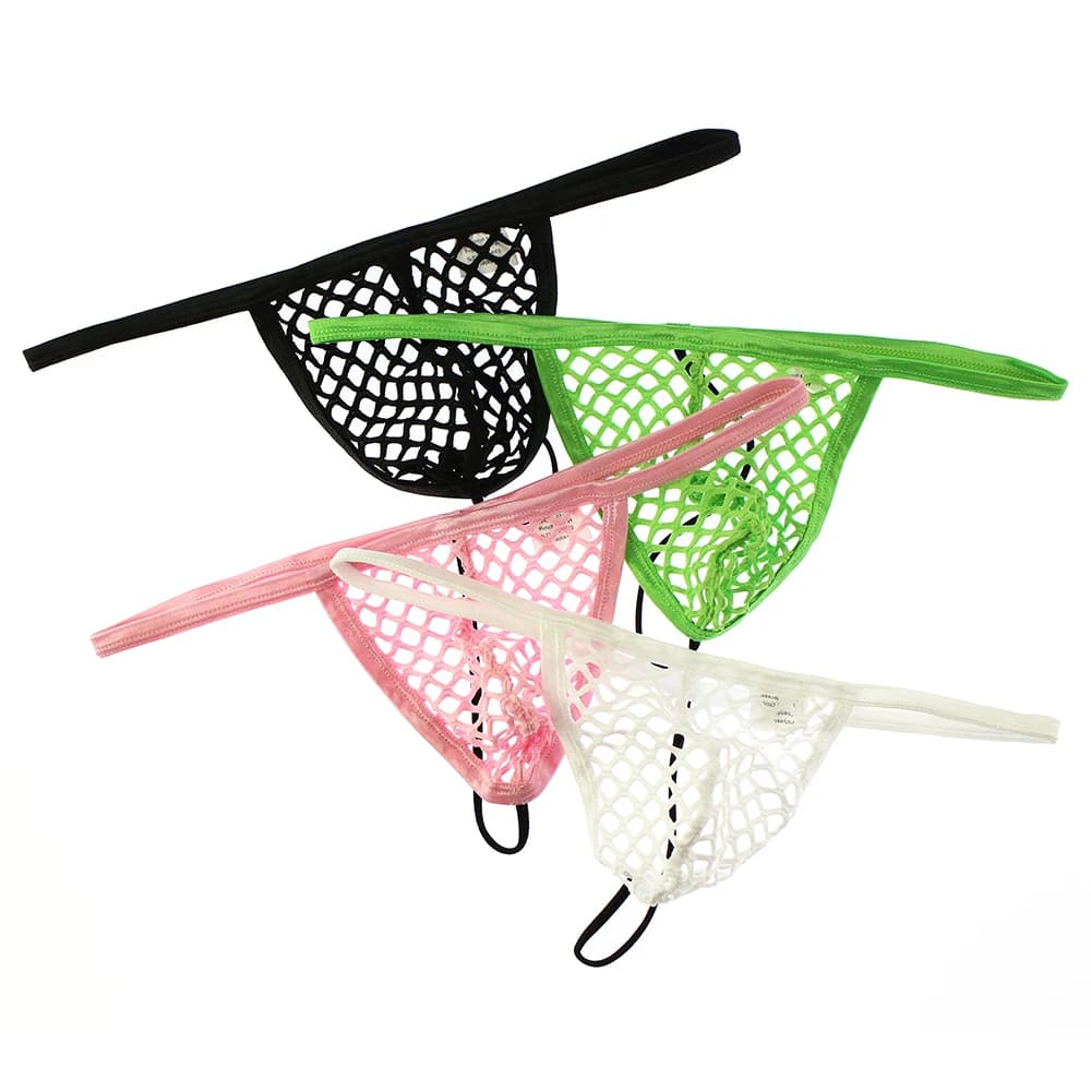 1 pz/4 pz Mens Lingerie Erotica A Rete Bikini Biancheria Intima Vedere Attraverso Hot Mutandine Sexy Rigonfiamento Pouch T-Back Perizoma Bikini Biancheria Intima