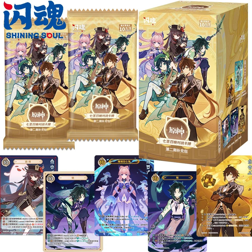 Genuino SHINING SOUL Genshin Impact Carte da collezione Esclusivo Personaggi di gioco squisiti Schede da battaglia di invio Giocattoli da tavolo Regali