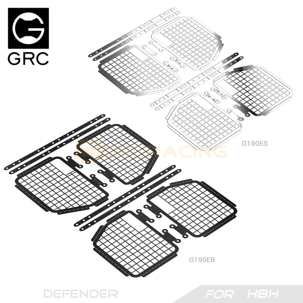 GRC 1/8 Rete di protezione per finestra in rete di protezione in acciaio inossidabile Decorazione in metallo girevole per l'aggiornamento della finestra del corpo H8H Defender # G190ES/EB