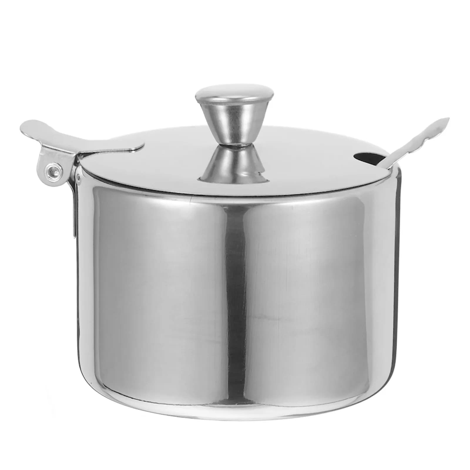 Set di contenitori per condimenti in acciaio inossidabile con coperchi e cucchiai, set di barattoli per zucchero, sale e spezie, set di scatole per condimenti da cucina