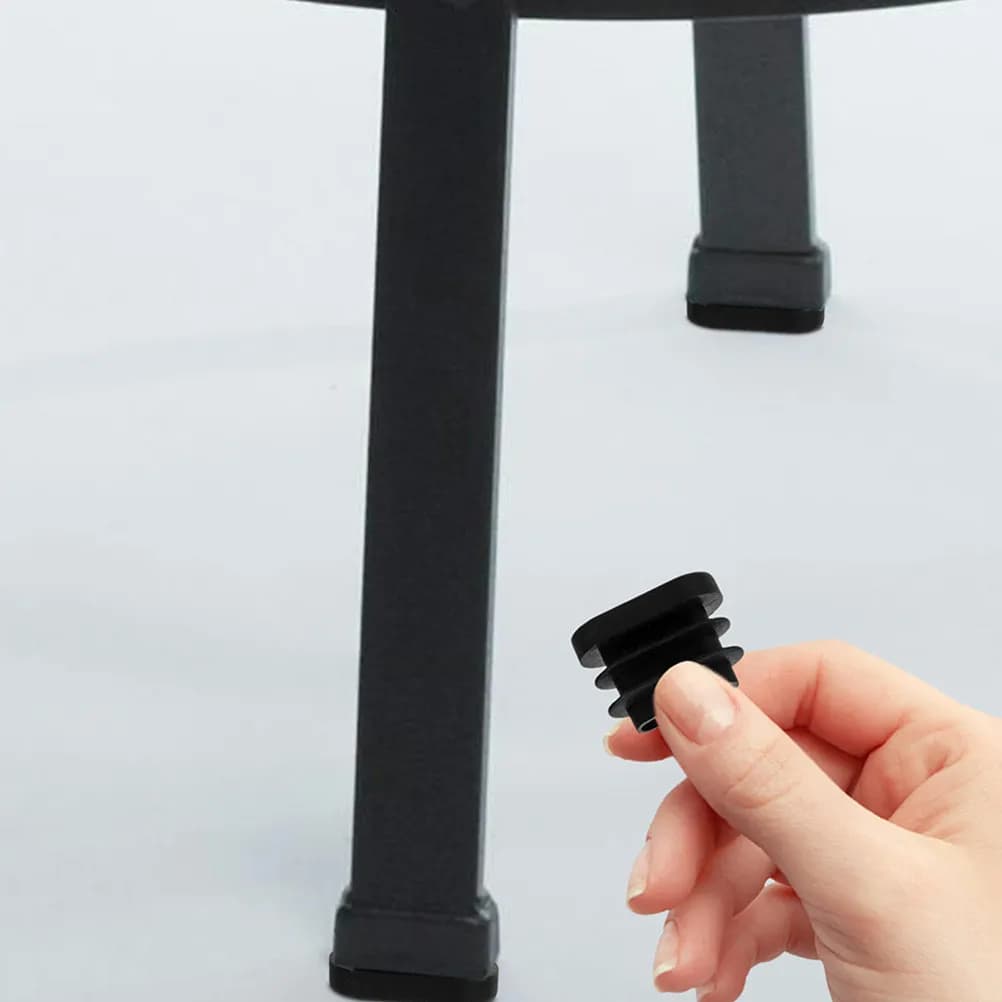 30Pcs Black Oval Pe Furniture Leg Protectors Table Chair Foot Caps for Folding Chairs Patio Stools Floor Scratch Guard Easy