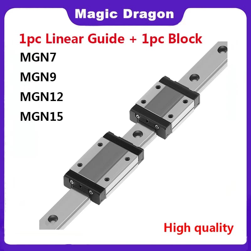 MGN7 MGN12 MGN15 MGN9 L da 100mm a 800mm guida lineare in miniatura 1 pz MGN guida lineare MGN Carrello nero Parte stampante 3D