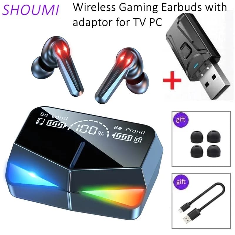SHOUMI Bluetooth TWS True Wireless Type-C Headset Stereo Gamer Headset USB Adapter with Microphone for PC TV