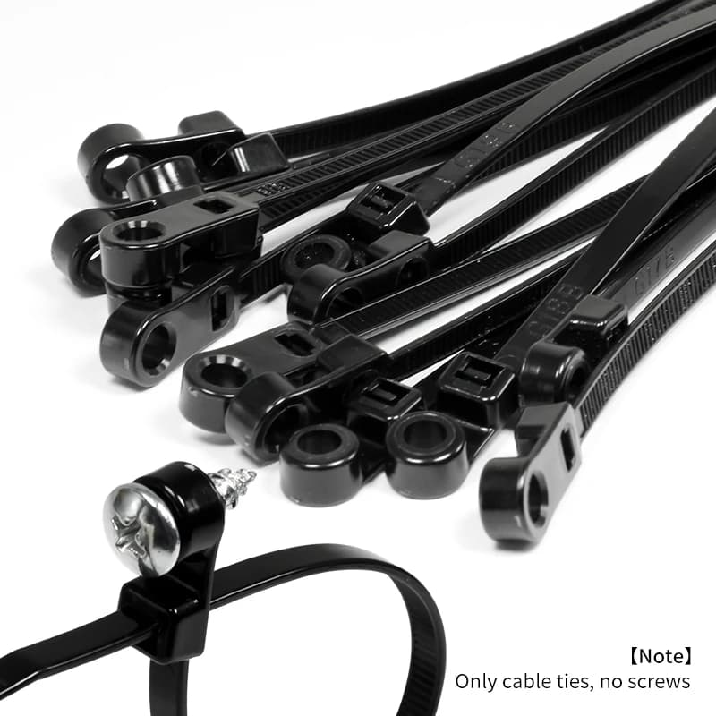 Fascette nere da 100 pezzi 5x220 mm con fori per viti, fascette per cavi in nylon montabili