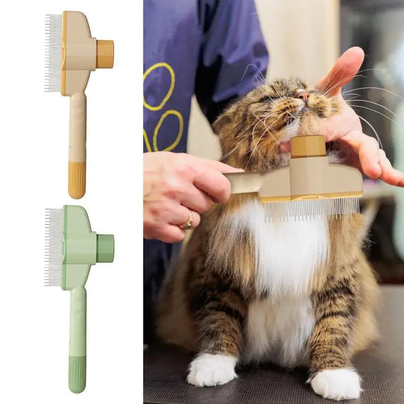 Pettine a doppio scopo per gatti/cani Spazzola per rimuovere i peli dei denti galleggianti con design ad ago per strumento per toelettatura di animali domestici per pelliccia lunga/corta