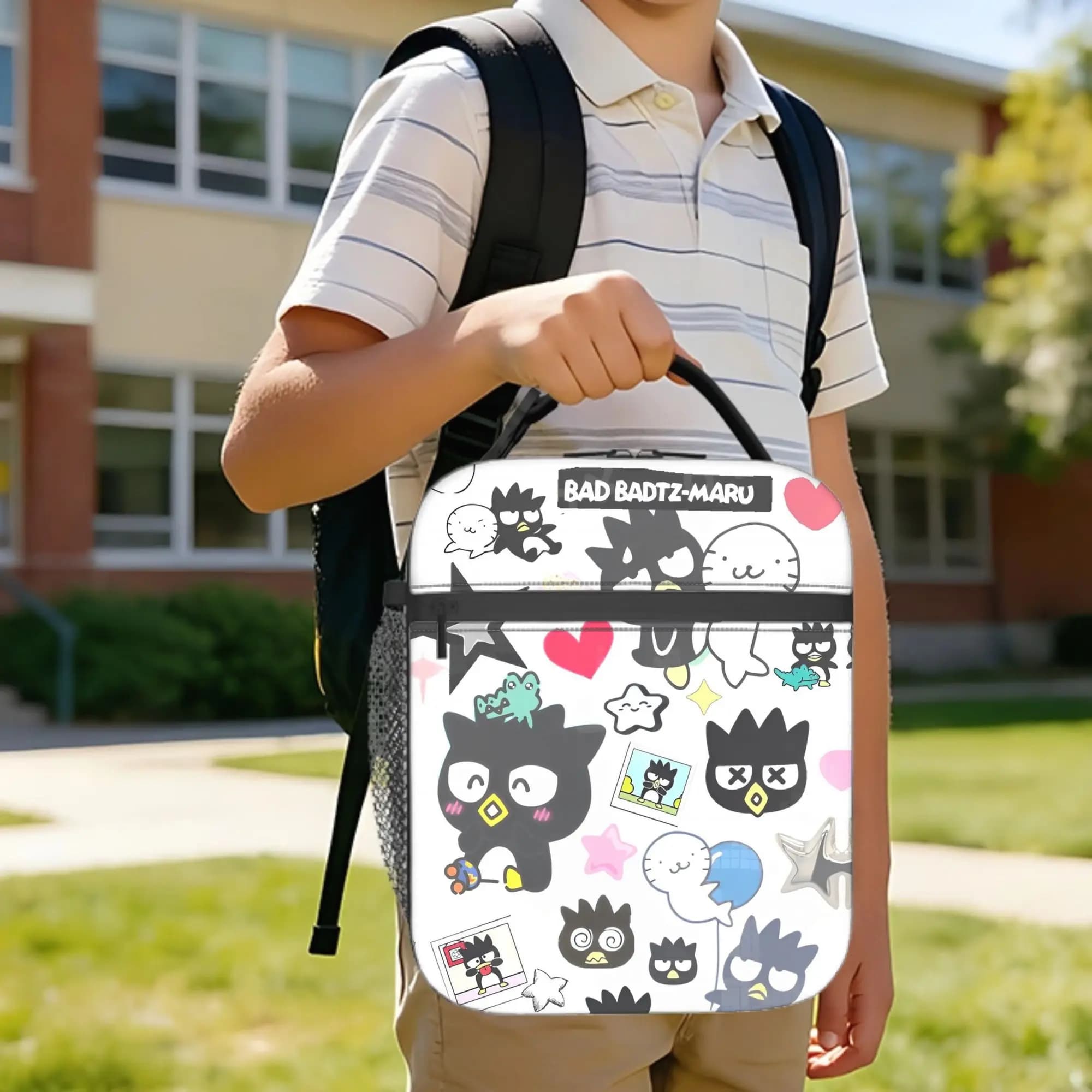 Borsa termica per il pranzo con simpatico pinguino Bad Badtz Maru, contenitore per il pranzo di grandi dimensioni, borsa termica, borsa per il pranzo, borsa per la conservazione degli alimenti da viaggio in spiaggia