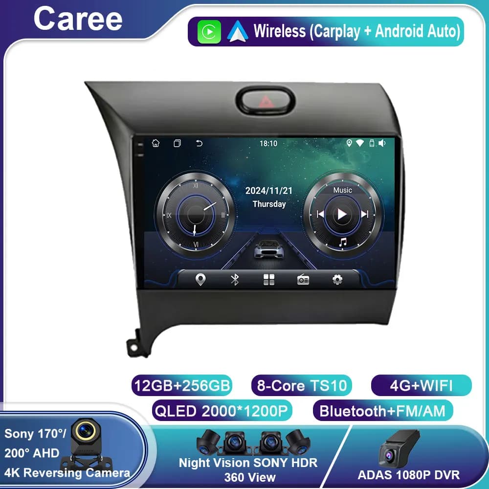 Android14 Carplay Auto Per KIA K3 CERATO FORTE 3 YD Sintonizzatore 2013 2014 2015 2016 2017 Multimedia Autoradio Lettore Video WIFI + 4G DSP