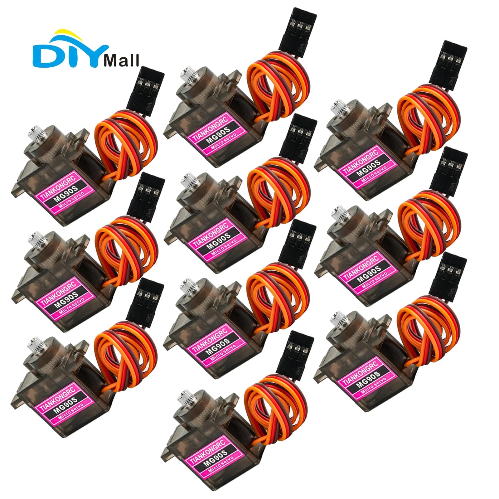 10 Pezzi Micro Servomotore MG90S 9g 180/270/360 ° Ingranaggio in Metallo Completo con Cuscinetti a Sfera per Arduino, Aeromodelli RC, Raspberry Pi