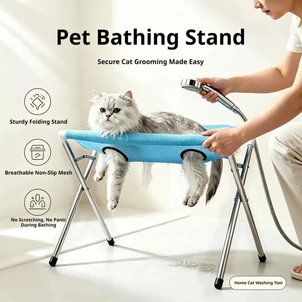 Foldable Pet Bathing Stand Drainage Eight-Hole Collapsible Dog Washing Station Mesh Grooming Stand Bathing Rack for Dogs Pet